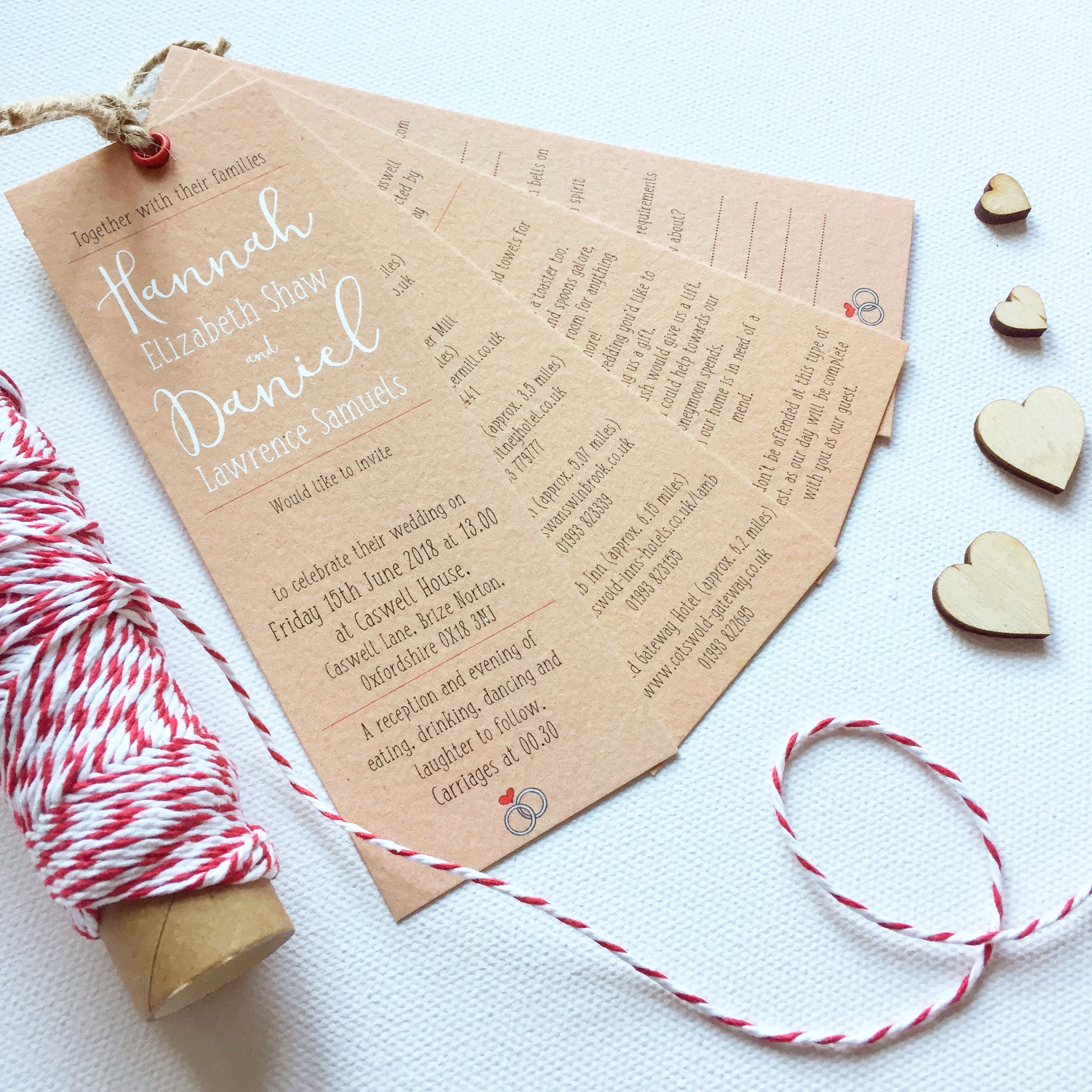 Little Lights wedding invites swing tag style kraft