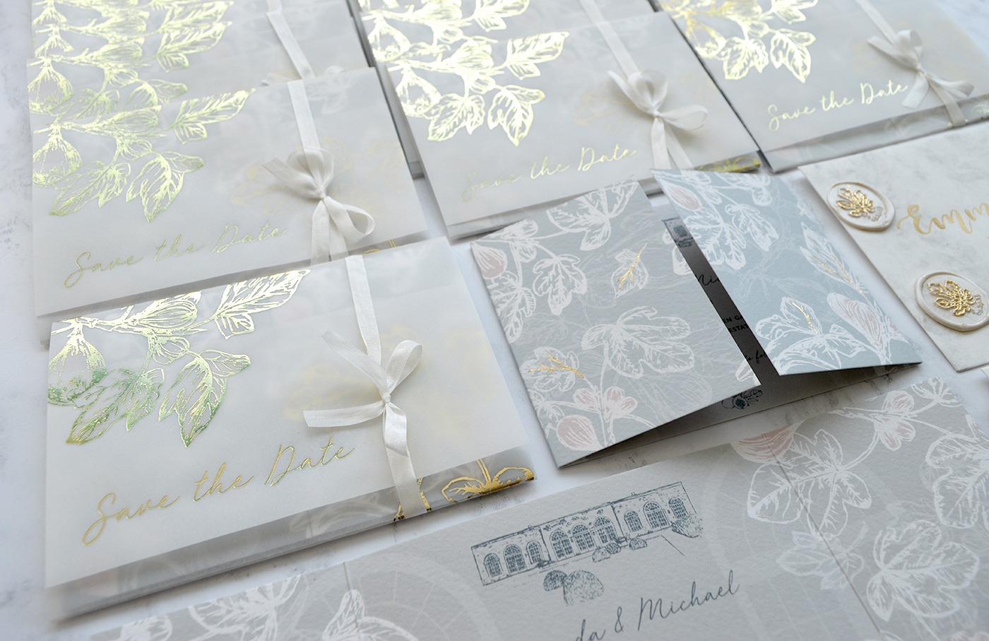 Foil Printed chromatic paper wraps by Amanda Michelle Design and Stationery