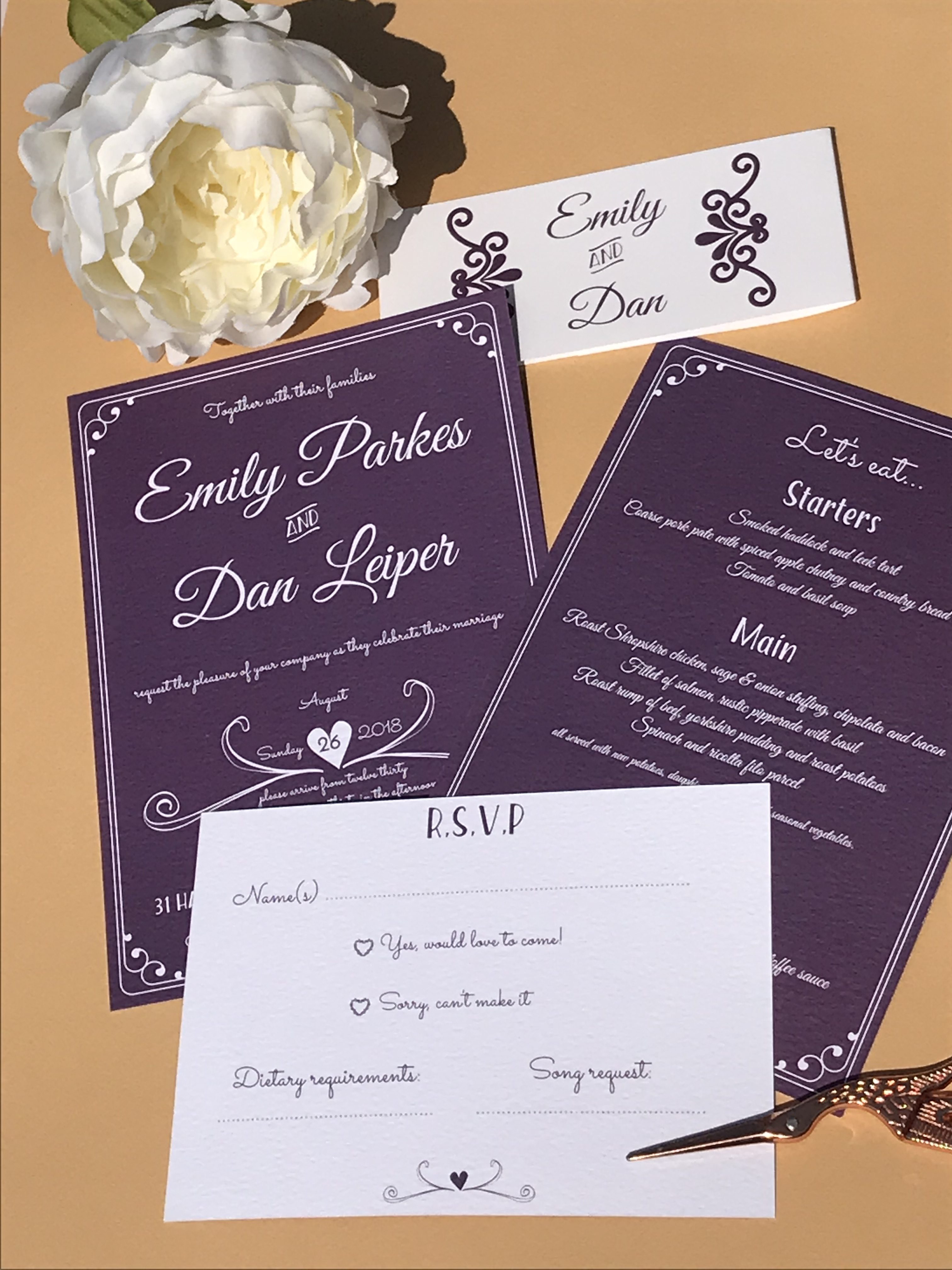 Lavender and Lace wedding invites