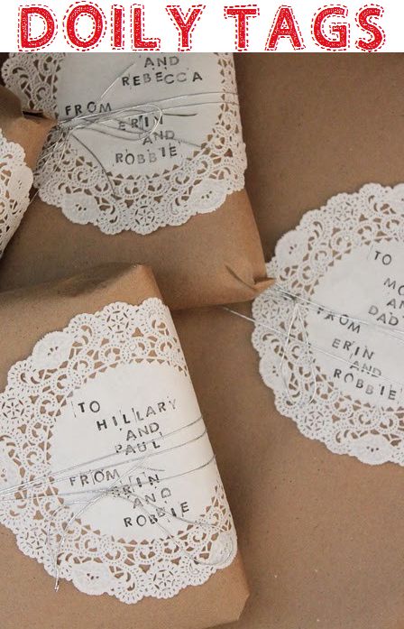DIY Christmas doily gift tags