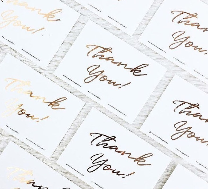 Foiled Postcards as Thank you cards