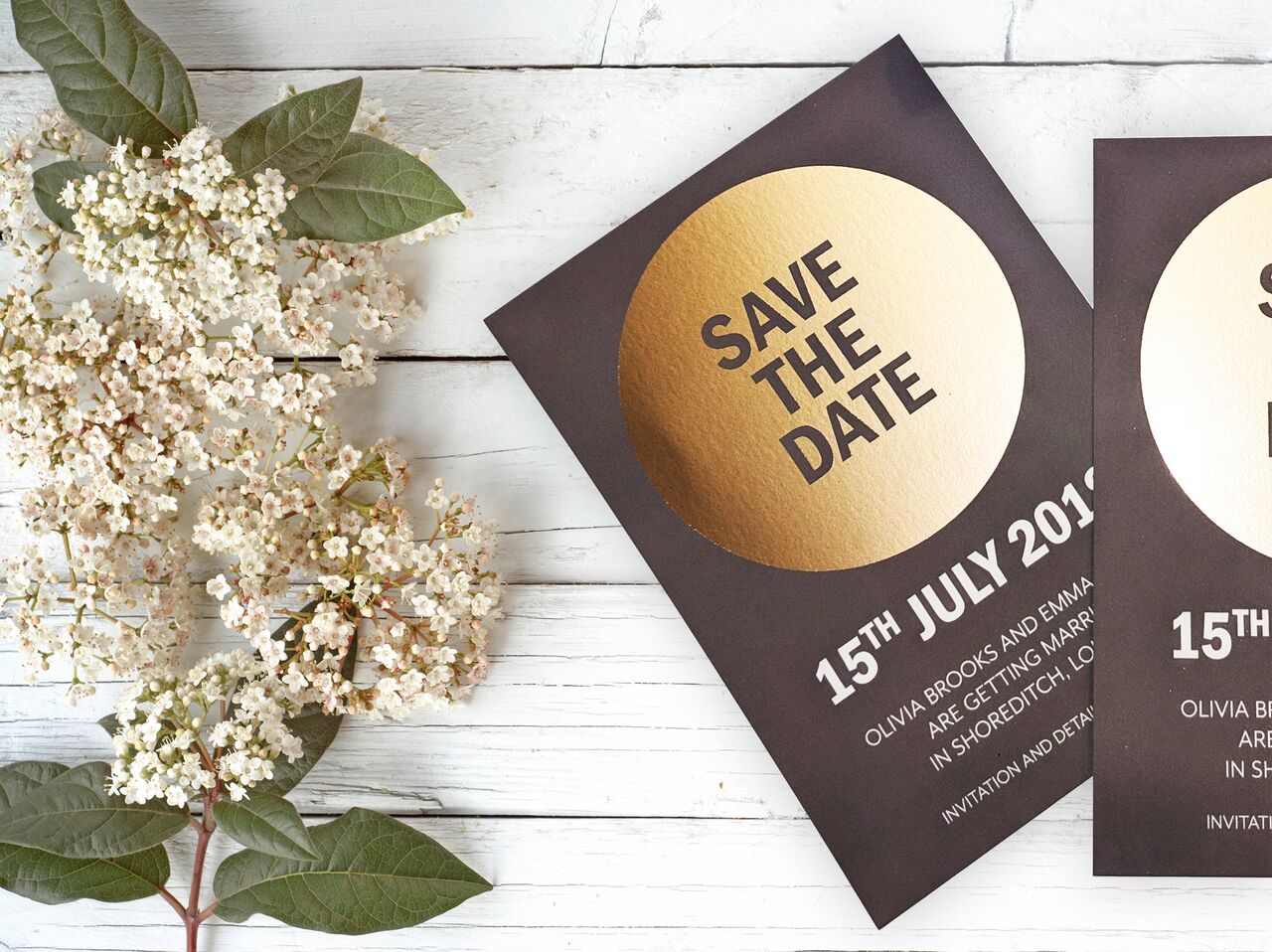 The Pineapple Prints - Metallic foiled save the date set #ProudlyPrinted