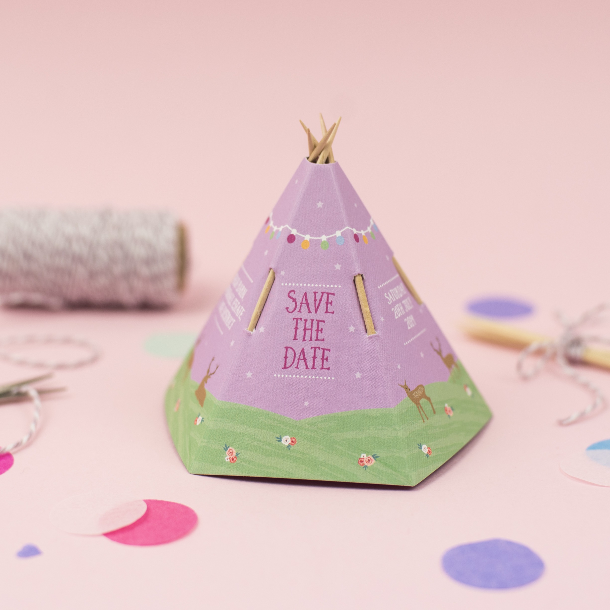 emma Fisher blush and Blossom Paper Bepsoke Tipi Save the Dates