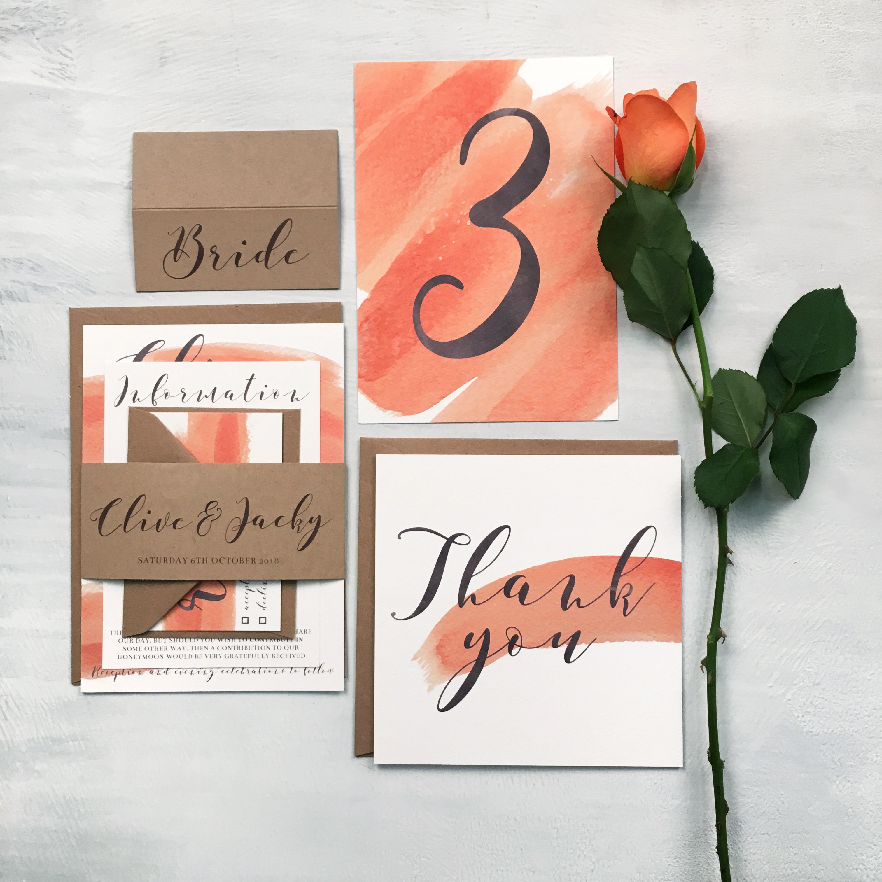 Jolie Carte peach stationery