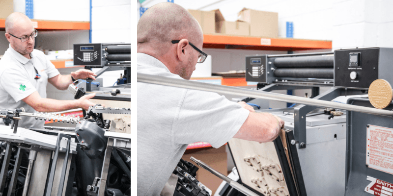 Our Die Cutting Machine is manned and set up at our Cramlington print plant