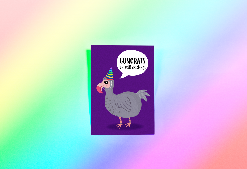 Dodo birthday card by charli tait, printed by printed.com