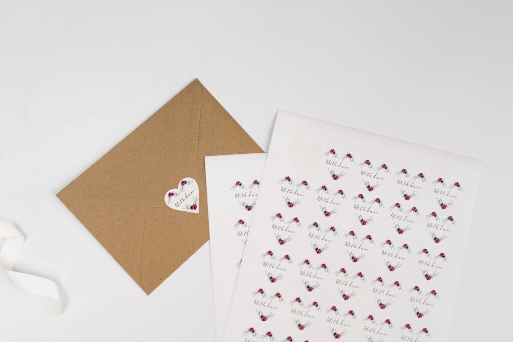 Heart shaped wedding stickers