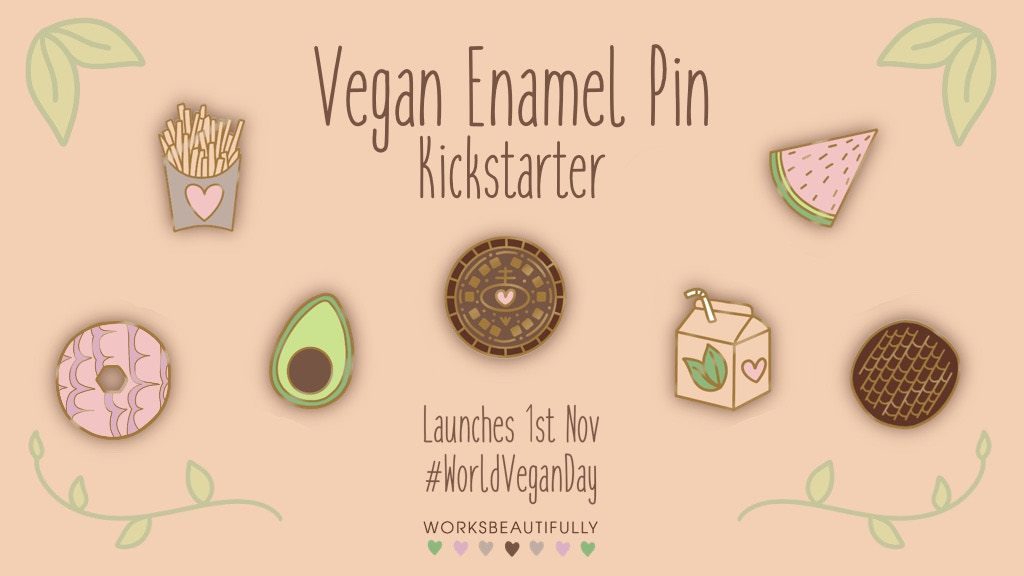 vegan enamel pin Kickstarter