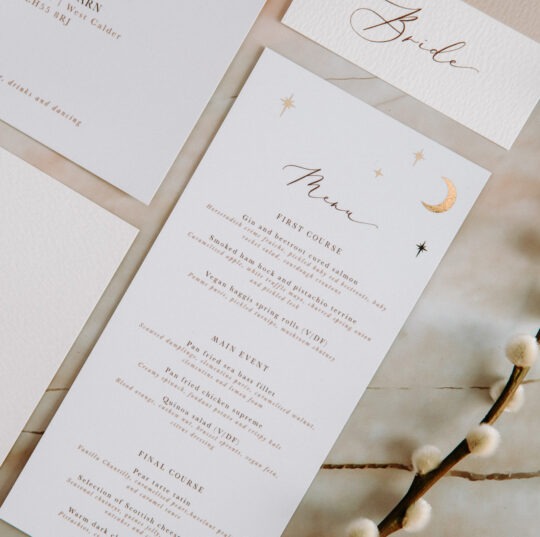 foiled menu printing