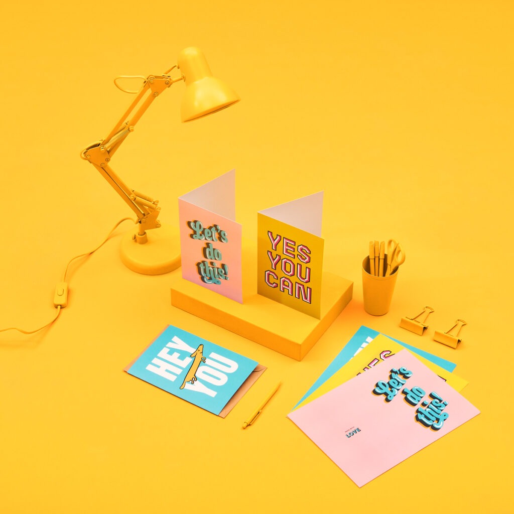 Bright and bold printed greeting card designs