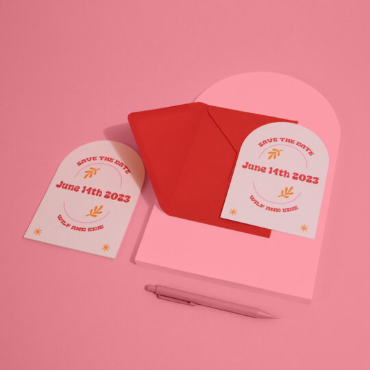 arch shaped save the date