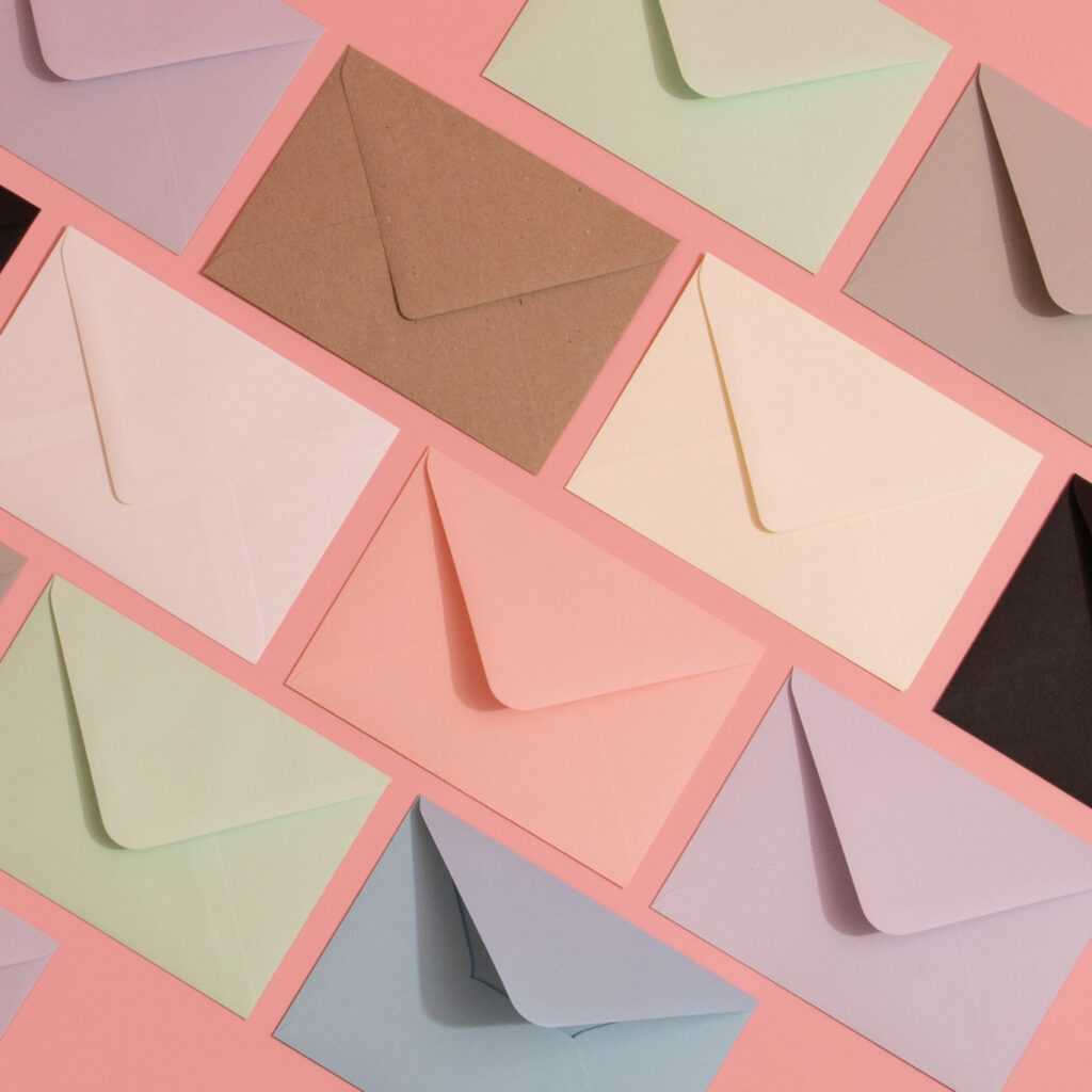 pastel coloured envelopes
