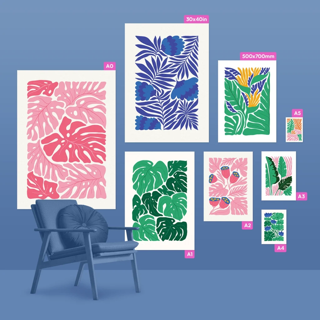 Printed.com Posters with Size Labels