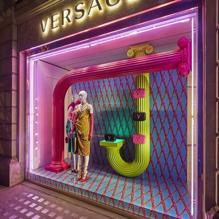 Window display with neon lighting.