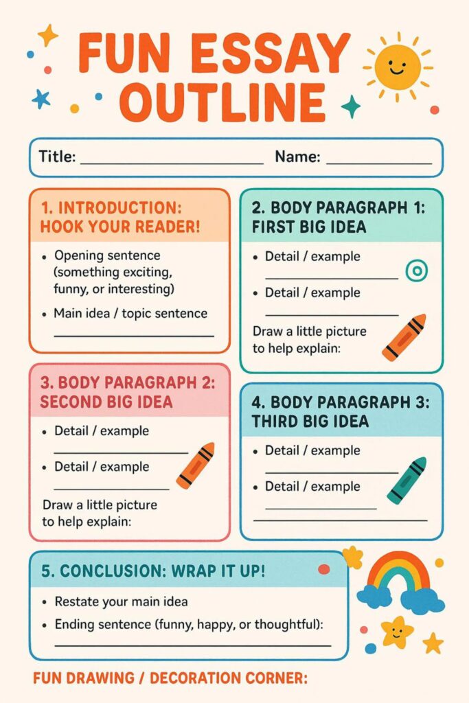 A Poster with a helpful essay outline structure. 