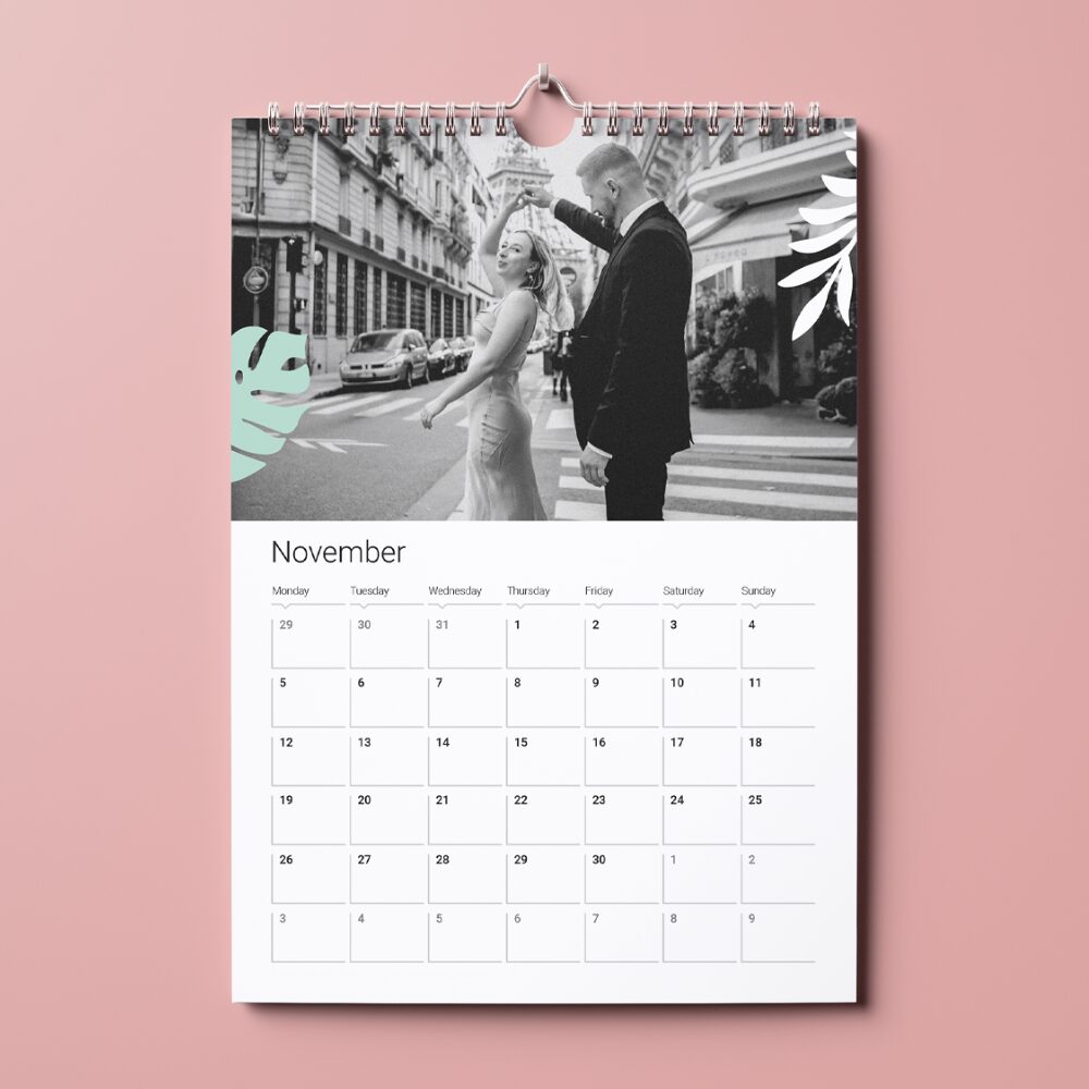 A Calendar featuring wedding photographs. 