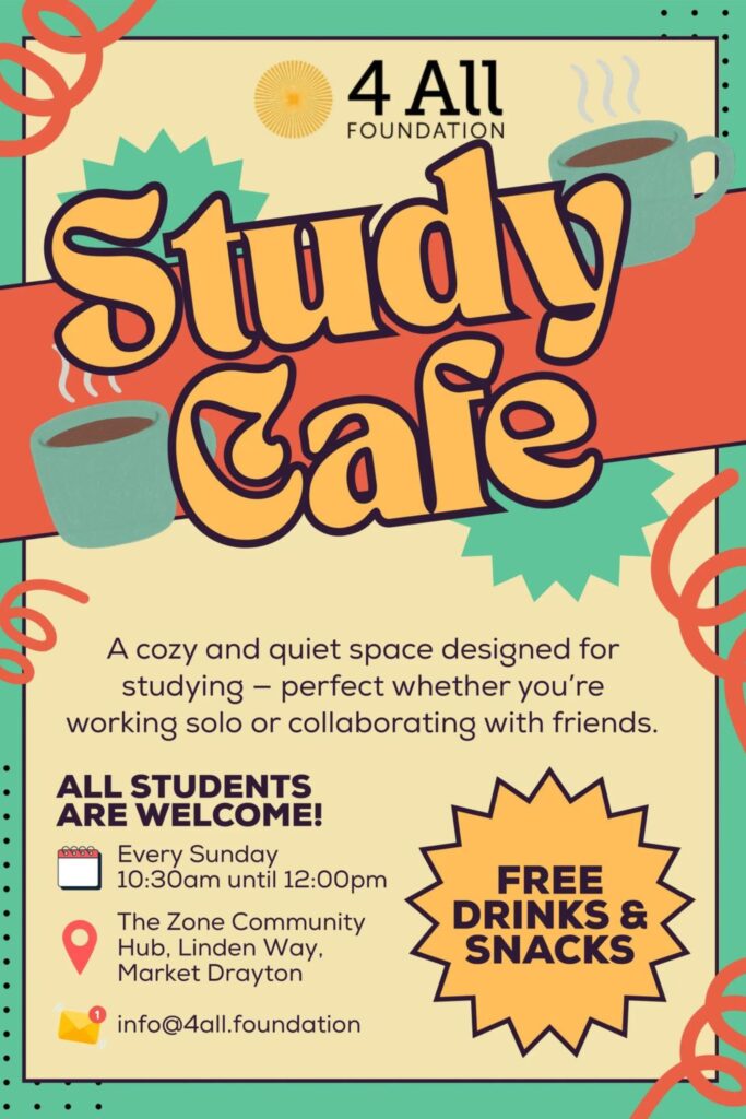 A Poster advertising a study cafe group. 
