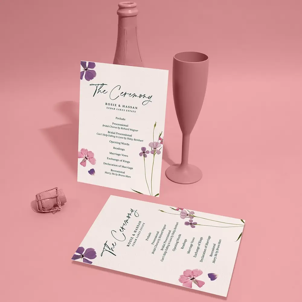 Flat Wedding Order of Service. 