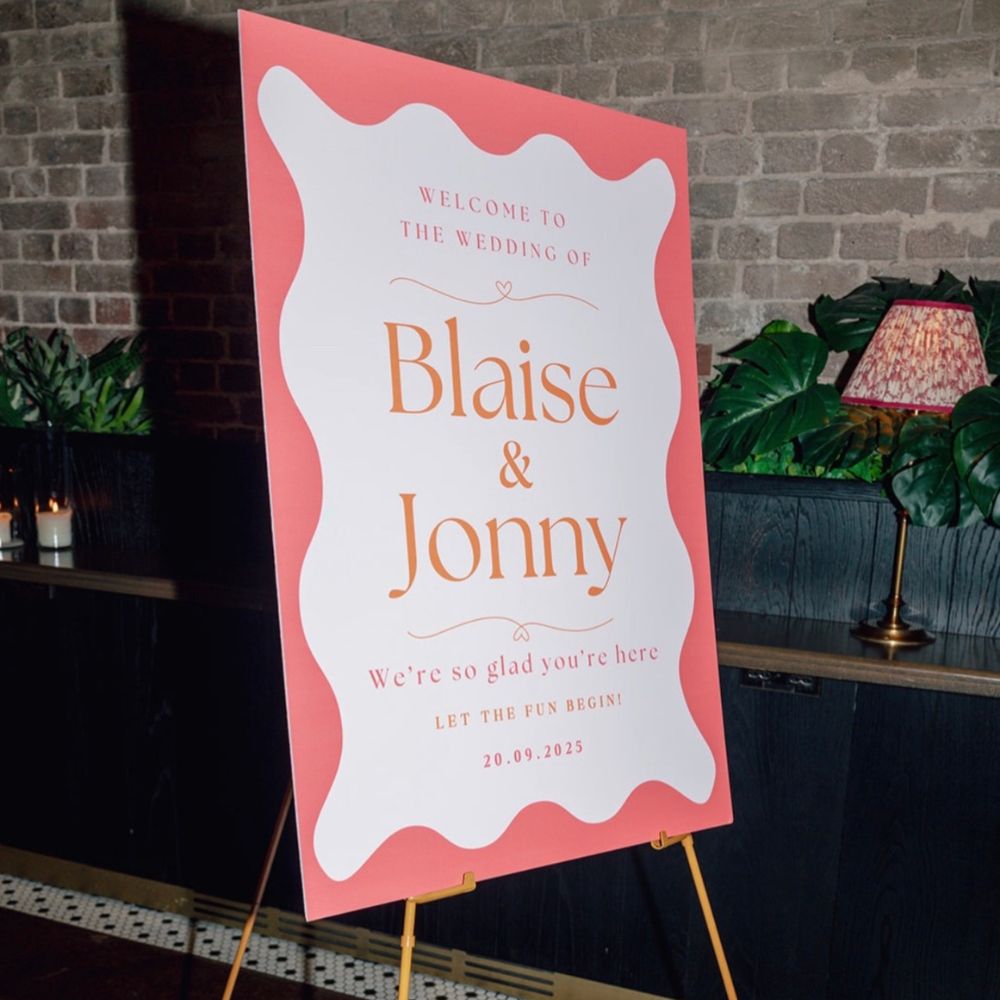 Wavy Design Wedding Welcome Sign