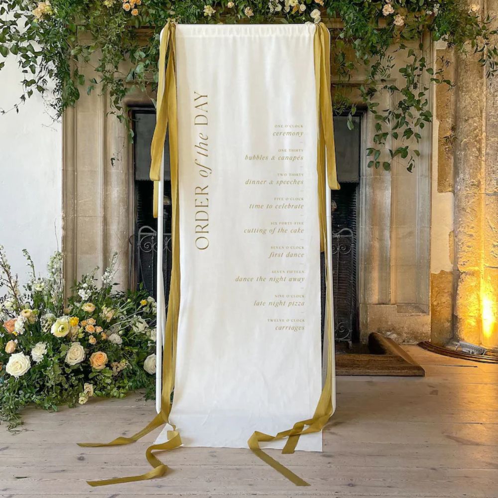 Fabric Wedding Order of the day Sign