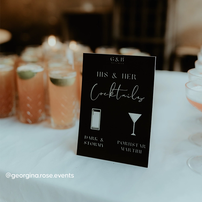 His & Hers Wedding Cocktail Table Sign