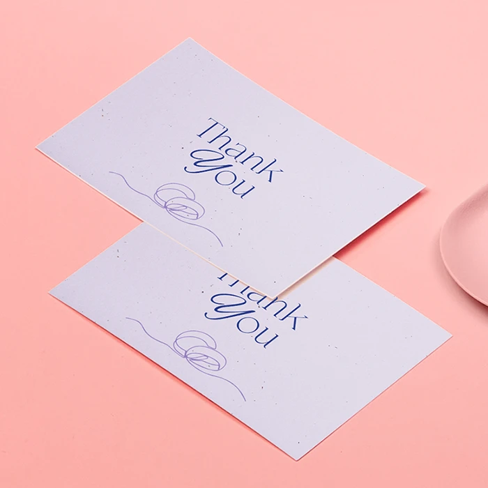 Wedding Thank You Postcards with blue text. 