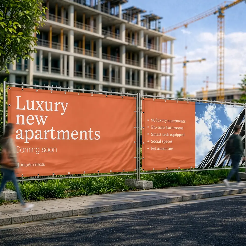 Heras Fencing with New Apartments Advertising