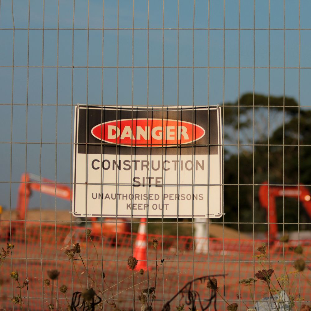 A construction site warning Sign.