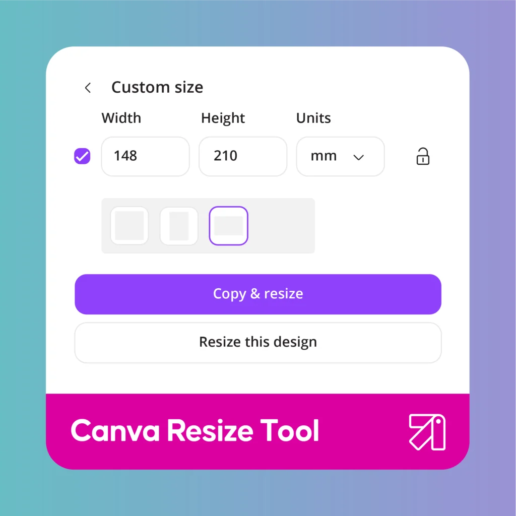 An image showing Canva's resizing tool.