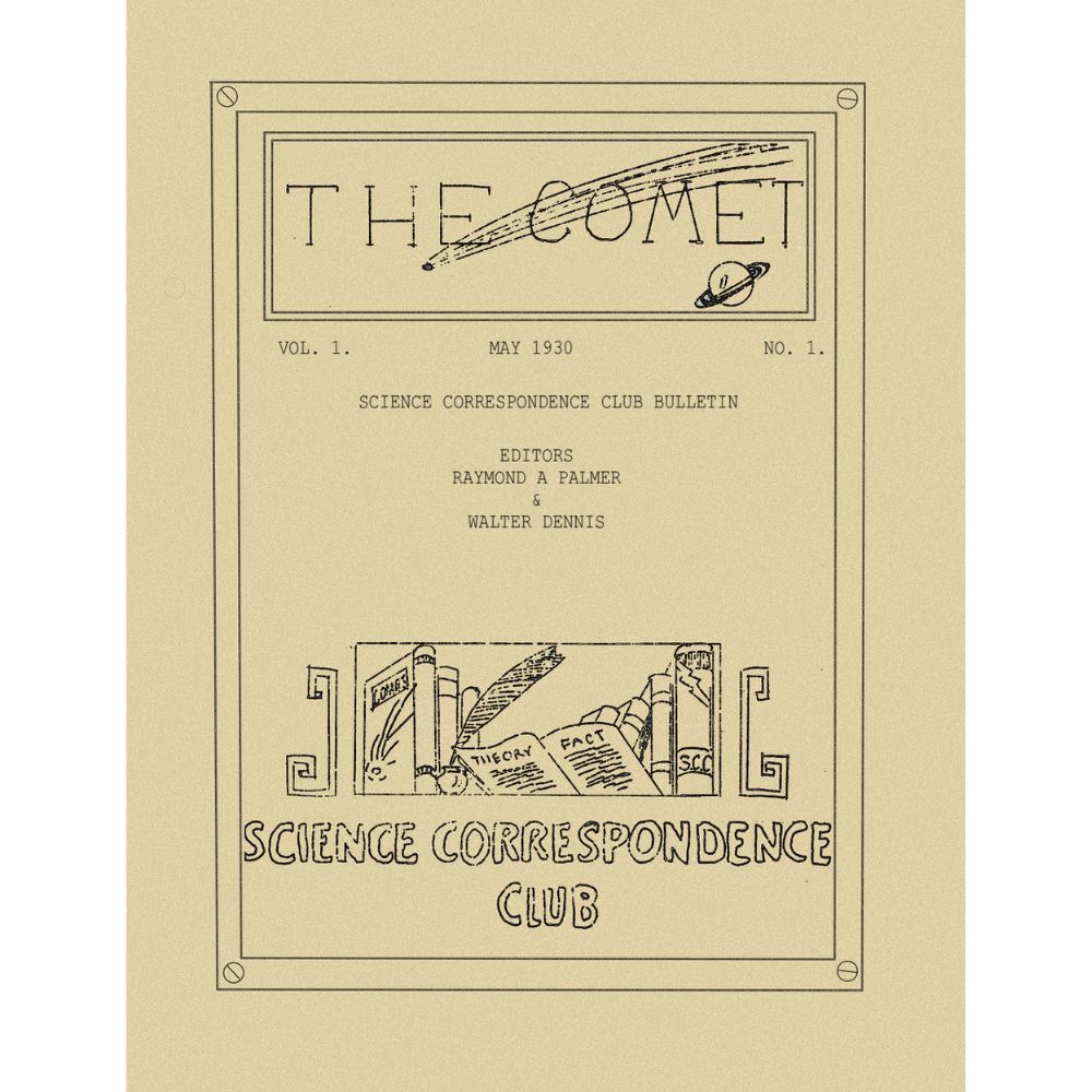 The cover of "The Comet" by the Science Correspondence Club, published in 1930.