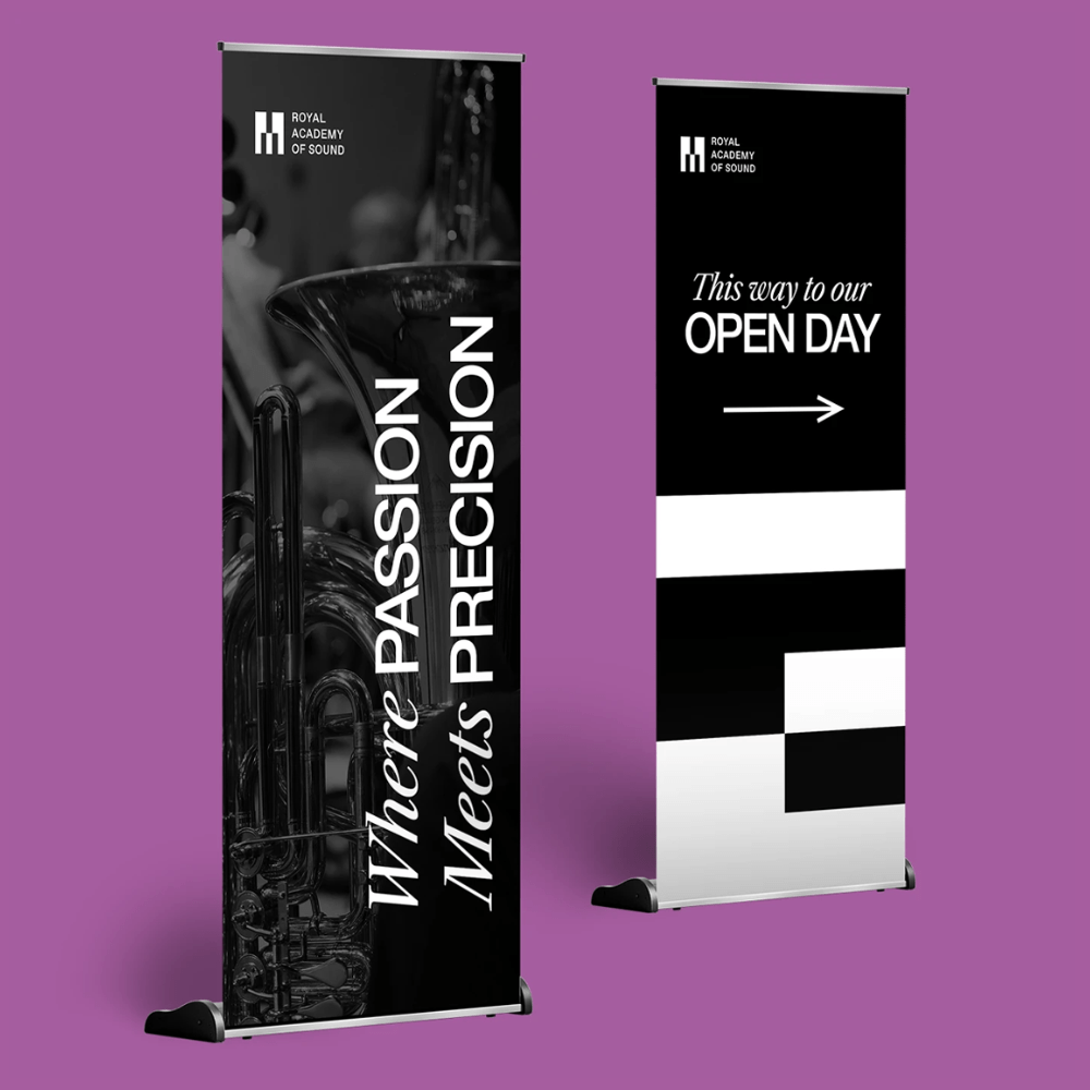 Two Roller Banners branded for an Open Day.