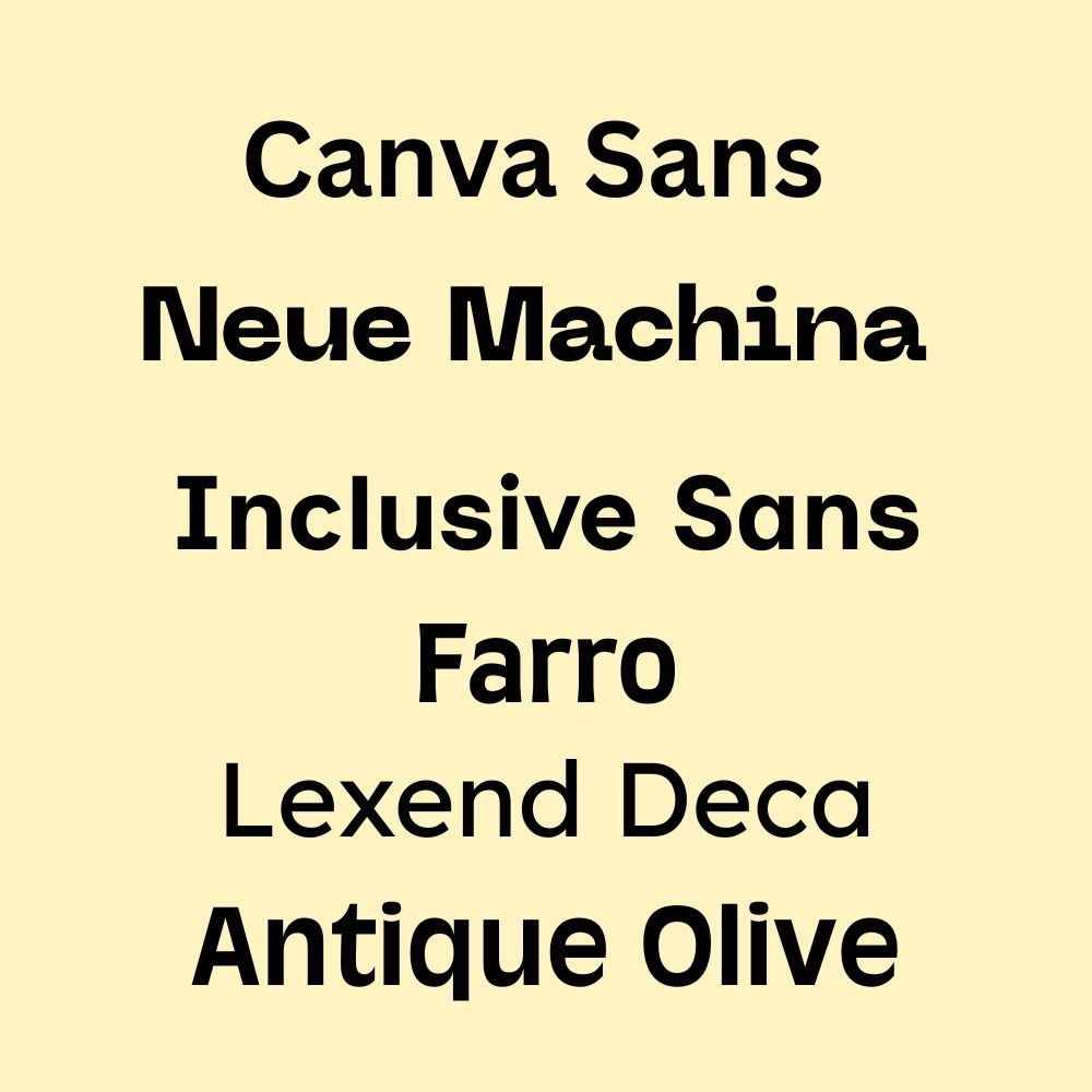 Canva Sans fonts on a yellow background.