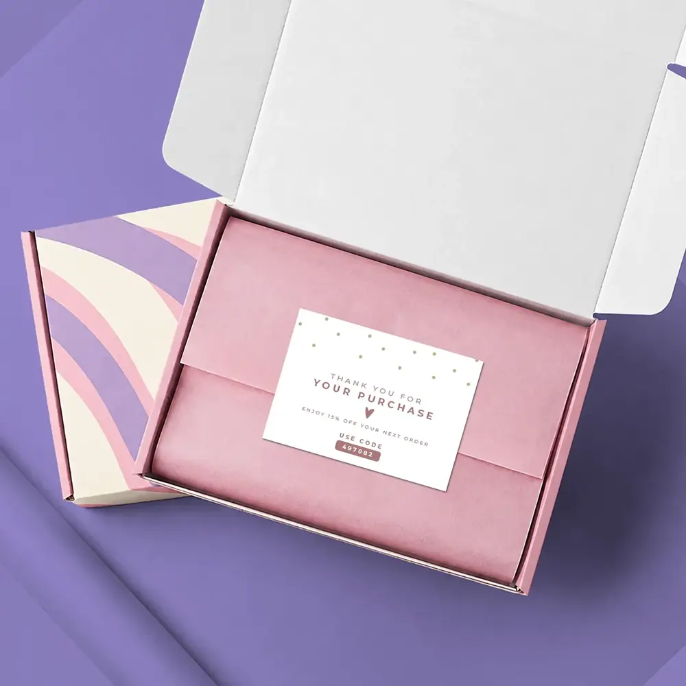 Custom Packaging Inserts inside a Box, on a purple background.
