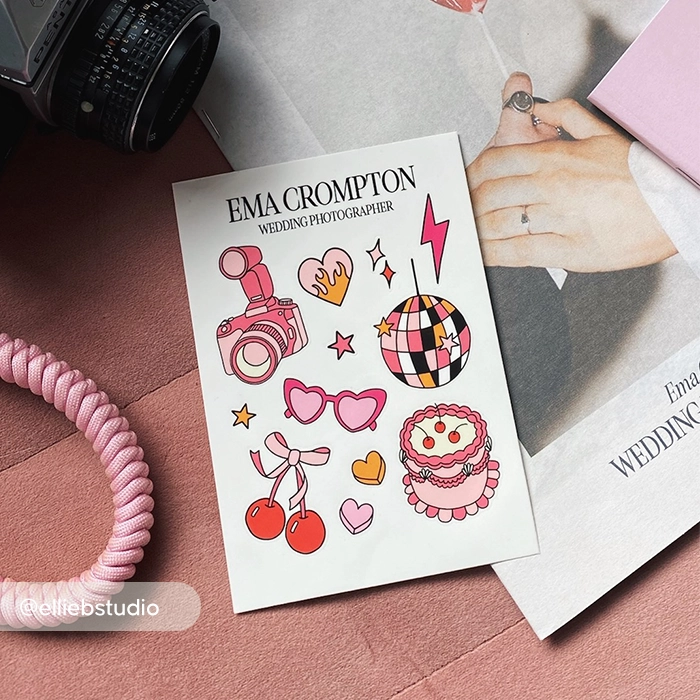 Ema Crompton Wedding Photographer Custom Sticker Sheet