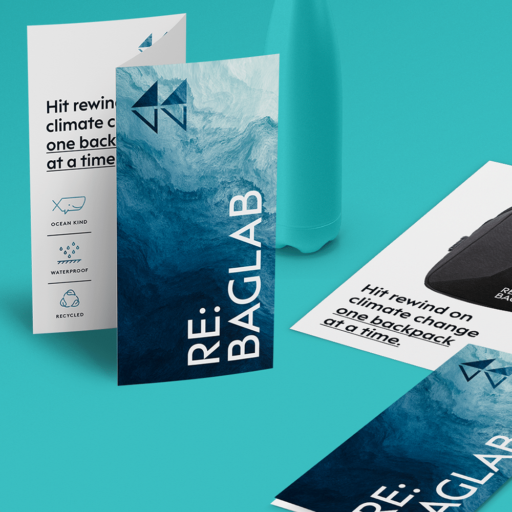A Z Fold Leaflet for a sustainable bag brand.