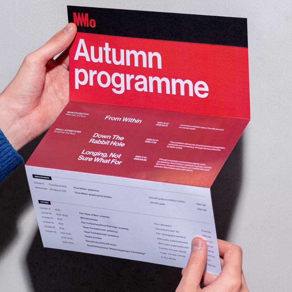 A Z Fold Leaflet showcasing the 'Autumn programme' exhibition.
