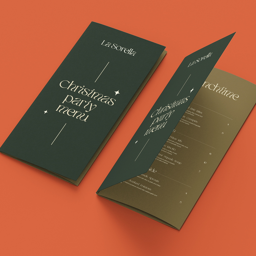 Printed Z Fold Christmas Party Menu
