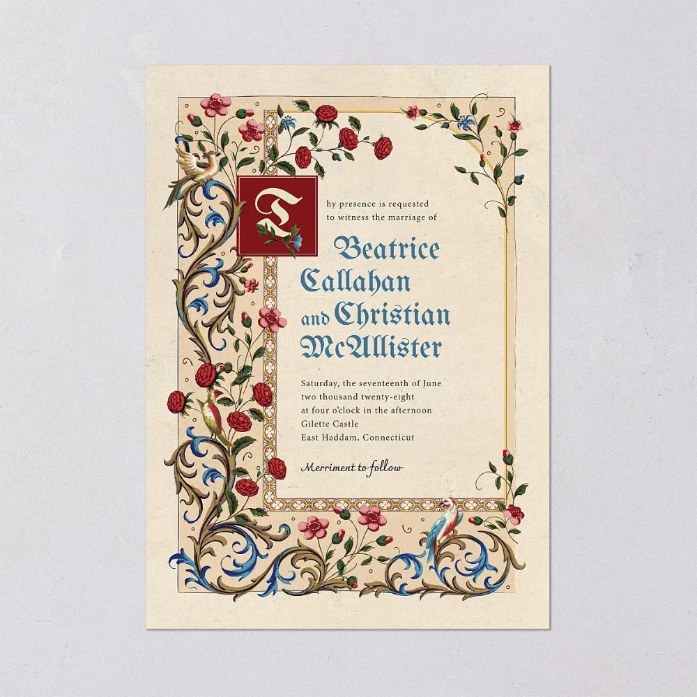 A medieval/renaissance themed Wedding Invitation.