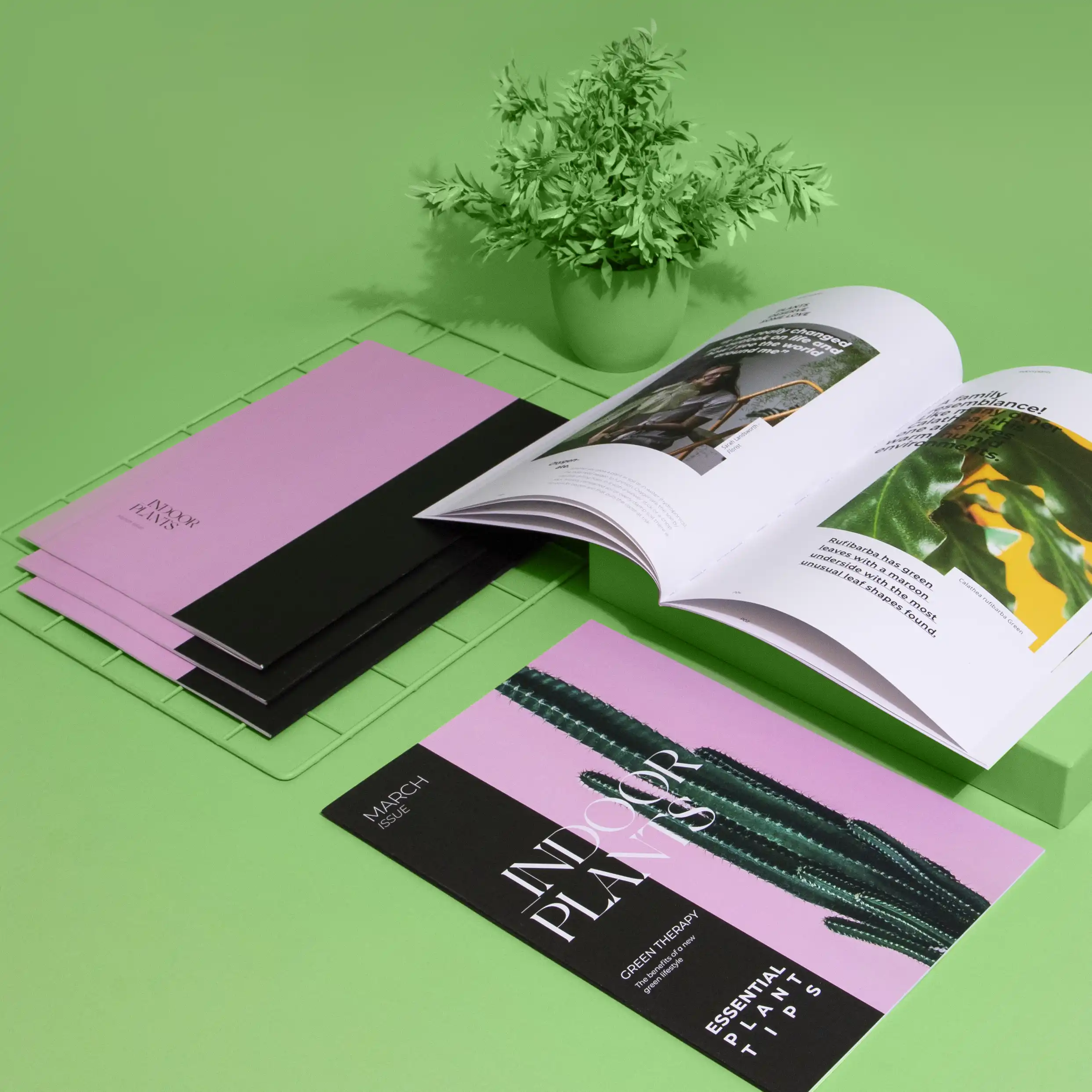 Retail perfect bound documents neatly stacked with colorful covers