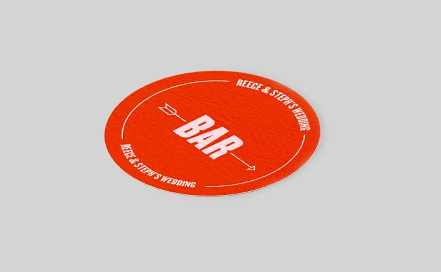 Round Coaster Round printed Coaster for a bar.